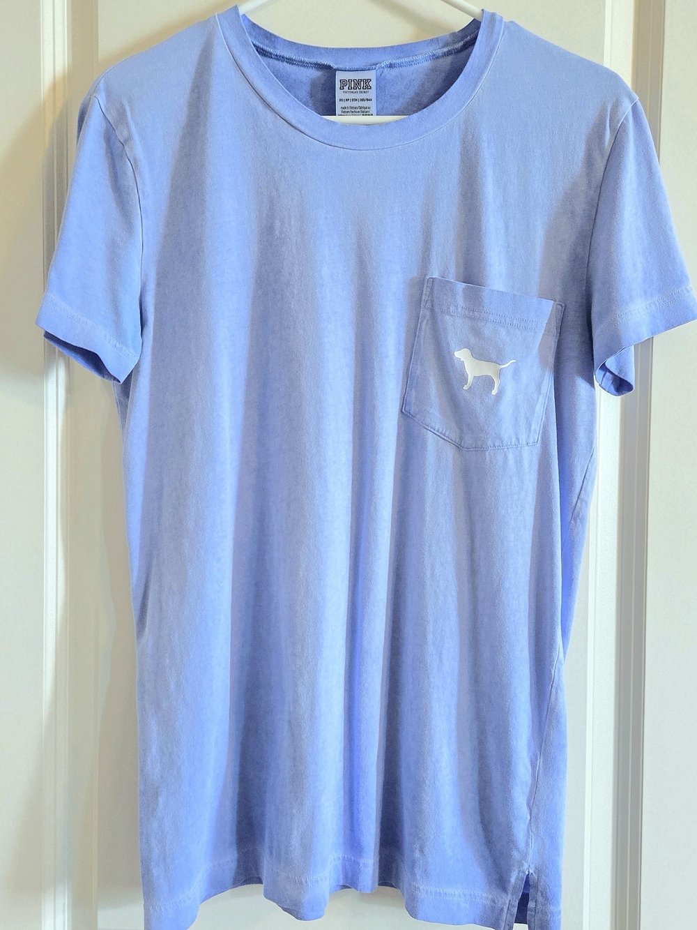 PINK Victoria's Secret Campus Pocket Tee Periwinkle Blue XS